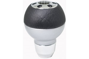 Carman Πόμολο Ταχυτήτων Στρογγυλό Αλουμίνιο Δέρμα Μαύρο