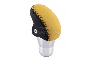 Carman Πόμολο Ταχυτήτων Σπαστό με Δέρμα Κίτρινο/Μαύρο/Ασημί