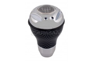 Carman Πόμολο Ταχυτήτων Carbon Look Ασημί/Μαύρο με Φωτιζόμενο LED Μπλε