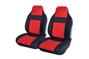 Καλύμματα Μπροστινά Σετ Universal Με Ενσωματωμένο Κεφαλάρι (Ύφασμα) Easy Fit 2 Τμχ Με Μαξιλάρι Μέσης - ΜΑΥΡΟ/ΚΟΚΚΙΝΟ