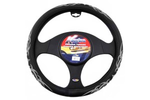 Καλυμμα Τιμονιου Tribal - Δερματινη ΜΑΥΡΟ/ΓΚΡΙ