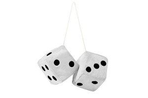 Ζάρια Κρεμαστά Διακοσμητικά ''Jumbo Size'' Λευκά 9x9cm 2 Τεμάχια