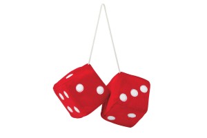 Ζάρια Κρεμαστά Διακοσμητικά ''Jumbo Size'' Κόκκινα 9x9cm 2 Τεμάχια