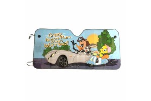 Ηλιοπροστασία Παρμπρίζ Αλουμινίου Wb Looney Tunes Crazy More Fun Than Worrie 60x130cm 2703004 1 Τεμάχιο