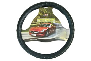 Κάλυμμα Τιμονιού Αυτοκινήτου Δερματίνη Snap On Μαύρο Medium 38cm 1 Τεμάχιο