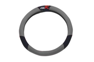 Κάλυμμα Τιμονιού Αυτοκινήτου Type-R Ύφασμα Μαύρο-Γκρι Medium 38cm 1 Τεμάχιο