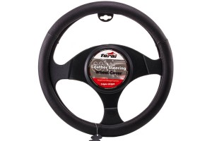 Κάλυμμα Τιμονιού Αυτοκινήτου Δερμάτινο Τρυπητό Μαύρο Small 36cm 1 Τεμάχιο