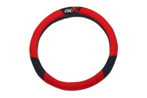 Κάλυμμα Τιμονιού Αυτοκινήτου Ύφασμα Type-R Μαύρο-Κόκκινο Medium 38cm 1 Τεμάχιο