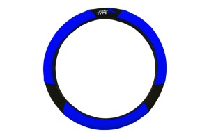 Κάλυμμα Τιμονιού Αυτοκινήτου Ύφασμα Type-R Μπλε-Μαύρο Medium 38cm 1 Τεμάχιο