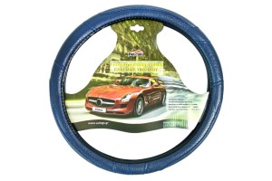 Κάλυμμα Τιμονιού Αυτοκινήτου Δερματίνη Με Γαζιά Μπλε Large 40cm 1 Τεμάχιο