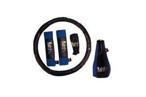 Κάλυμμα Τιμονιού Αυτοκινήτου Δερματίνη Σετ Matrix Μπλε Medium 38cm 5 Τεμάχια