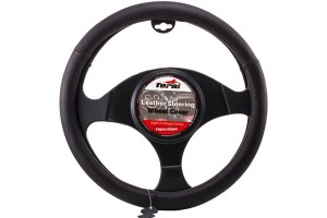 Κάλυμμα Τιμονιού Αυτοκινήτου Δερμάτινο Τρυπητό Μαύρο Large 40cm 1 Τεμάχιο