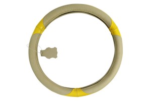 Κάλυμμα Τιμονιού Αυτοκινήτου Δερμάτινο Μπεζ-Κίτρινο Medium 38cm 1 Τεμάχιο