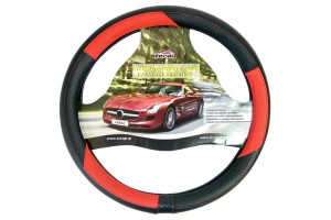 Κάλυμμα Τιμονιού Αυτοκινήτου Δερματίνη X-TremeSport Μαύρο-Κόκκινο Medium 38cm 1 Τεμάχιο