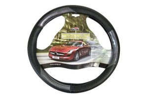 Κάλυμμα Τιμονιού Αυτοκινήτου Δερματίνη X-TremeSport Μαύρο-Carbon Medium 38cm 1 Τεμάχιο