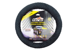 Κάλυμμα Τιμονιού Αυτοκινήτου Πετσετέ Comfort Μαύρο Medium 38cm 1 Τεμάχιο