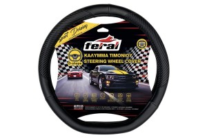 Κάλυμμα Τιμονιού Αυτοκινήτου Δερματίνη Σχήμα D Carbon Medium 38cm 1 Τεμάχιο