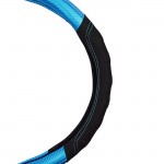 Κάλυμμα Τιμονιού Αυτοκινήτου Δερματίνη Speed Μαύρο-Μπλε Carbon Με Μπλε Ραφή Medium 38cm