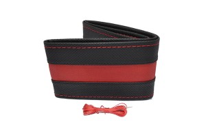 Κάλυμμα Τιμονιού Αυτοκινήτου Δερματίνη Otom Ραφτό Εξώγαζο DK-301 Μαύρο-Κόκκινο Medium 37-39cm 1 Τεμάχιο