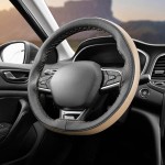 Κάλυμμα Τιμονιού Αυτοκινήτου Δερματίνη Otom Ραφτό Εξώγαζο DK-303 Μαύρο-Μπεζ Medium 37-39cm 1 Τεμάχιο
