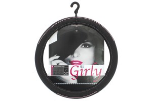 Κάλυμμα Τιμονιού Αυτοκινήτου Δερματίνη Girly FVP1220 Μαύρο-Ροζ Medium 37-39cm 1 Τεμάχιο