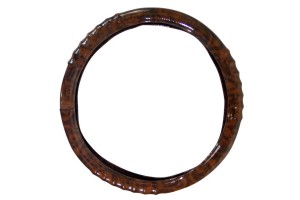 Κάλυμμα Τιμονιού Αυτοκινήτου Απομίμηση Ξύλου Με Δαχτυλιές Μedium 38cm 1 Τεμάχιο