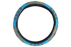 Κάλυμμα Τιμονιού Αυτοκινήτου Δερματίνη Γκρι-Μπλε 1 Τεμάχιο