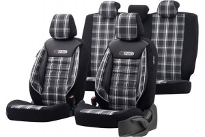 Καλύμματα Αυτοκινήτου Otom Gti Sports Design Universal Jacquard / Lacost / Δερματίνη Σετ Εμπρός / Πίσω Μαύρο - Γκρι GTI-807 11 Τεμάχια