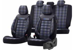 Καλύμματα Αυτοκινήτου Otom Gti Sports Design Universal Jacquard / Lacost / Δερματίνη Σετ Εμπρός / Πίσω Μαύρο - Μπλε GTI-803 11 Τεμάχια