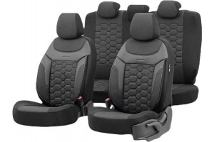 Καλύμματα Αυτοκινήτου Otom Carbon Design Universal Jacquard / Rachel / Δερματίνη Σετ Εμπρός / Πίσω Μαύρο - Γκρι CRB-3401 11 Τεμάχια