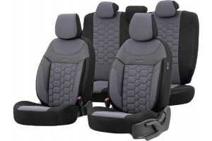 Καλύμματα Αυτοκινήτου Otom Carbon Design Universal Jacquard / Rachel / Δερματίνη Σετ Εμπρός / Πίσω Γκρι CRB-3404 11 Τεμάχια