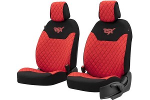 Ημικαλύμματα Καθισμάτων Αυτοκινήτου Otom Rsx Sport Ύφασμα Κεντητό Καπιτονέ Κόκκινο - Μαύρο RSXL-104 2 Τεμάχια