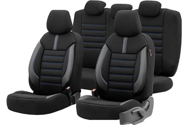 Καλύμματα Αυτοκινήτου Otom Limited Design Universal Jacquard / Lacost / Δερματίνη Σετ Εμπρός / Πίσω Μαύρο Με Μπλε Ραφές LMT-103 11 Τεμαχίων Καλύμματα Αυτοκινήτου Otom Limited Design Universal Jacquard / Lacost / Δερματίνη Σετ Εμπρός / Πίσω Μαύρο Με Μπλε Ραφές LMT-103 11 Τεμαχίων