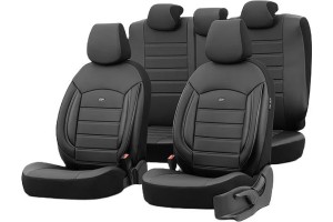 Καλύμματα Αυτοκινήτου Otom Inspire Design Universal Full Δερματίνη Σετ Εμπρός / Πίσω Μαύρο Με Γκρι Ραφή INS-3502 11 Τεμάχια