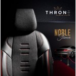 Καλύμματα Αυτοκινήτου Otom Throne Universal Λινό Ύφασμα / Rachel / Δερματίνη Σετ Εμπρός / Πίσω Μαύρο Με Κόκκινη Ραφή THR-101 11 Τεμάχια