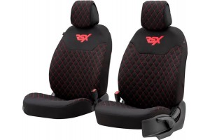 Ημικαλύμματα Μπροστινών Καθισμάτων Otom Rsx Sport Ύφασμα Κεντητό Καπιτονέ Μαύρο Με Κόκκινη Ραφή RSXL-102 2 Τεμάχια