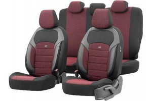 Καλύμματα Αυτοκινήτου Otom Nova Universal Ύφασμα Jacquard / Δερματίνη Σετ Εμπρός / Πίσω Κόκκινο - Μαύρο NOV-3303 11 Τεμάχια