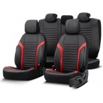 Καλύμματα Αυτοκινήτου Otom Coral Design Universal Full Δερματίνη Σετ Εμπρός / Πίσω Μαύρο / Κόκκινο CRΑL-104 11 Τεμαχίων