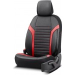 Καλύμματα Αυτοκινήτου Otom Coral Design Universal Full Δερματίνη Σετ Εμπρός / Πίσω Μαύρο / Κόκκινο CRΑL-104 11 Τεμαχίων