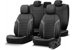 Καλύμματα Αυτοκινήτου Otom Coral Design Universal Full Δερματίνη Σετ Εμπρός / Πίσω Μαύρο / Γκρι CRΑL-106 11 Τεμαχίων