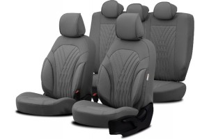 Καλύμματα Αυτοκινήτου Otom Progressive Design Universal Full Δερματίνη Σετ Εμπρός / Πίσω Μαύρο / Γκρι PRG-103 11 Τεμαχίων