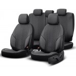Καλύμματα Αυτοκινήτου Otom "Advanced Leather" Universal Δερματίνη / Λινό Ύφασμα Σετ Εμπρός / Πίσω Μαύρο / Smoke ΑDV-103 11 Τεμαχίων