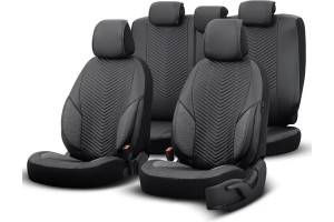 Καλύμματα Αυτοκινήτου Otom "Advanced Leather" Universal Δερματίνη / Λινό Ύφασμα Σετ Εμπρός / Πίσω Μαύρο / Smoke ΑDV-103 11 Τεμαχίων