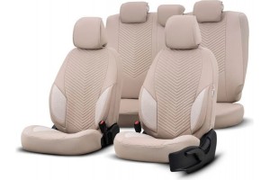 Καλύμματα Αυτοκινήτου Otom "Advanced Leather" Universal Δερματίνη / Λινό Ύφασμα Σετ Εμπρός / Πίσω Μπεζ ΑDV-105 11 Τεμαχίων