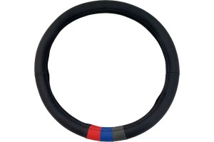 Κάλυμμα Τιμονιού Αυτοκινήτου Δερματίνη Tricolore M-Sport Μαύρο Με 3 Χρώματα Medium 37-39cm 1 Τεμάχιο