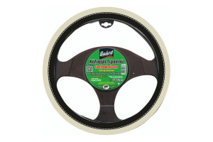 Κάλυμμα Τιμονιού Αυτοκινήτου Δερματίνη Μαύρο/Μπεζ Medium 37-39cm