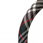 Κάλυμμα Tιμονιού Ύφασμα ''Βritish Style''Μαύρο Με Γκρι Και Κόκκινες Γραμμές Medium 37-39cm 2505BS2