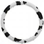 Κάλυμμα Tιμονιού ''Cow Style'' Άσπρο / Μαύρο Βελούδο Medium 37-39cm