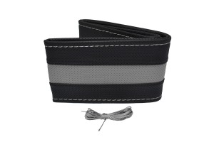 Κάλυμμα Τιμονιού Αυτοκινήτου Otom Stitching Δερματίνη Ραφτό Εξώγαζο Μαύρο - Γκρι Medium 37-39cm DK-305