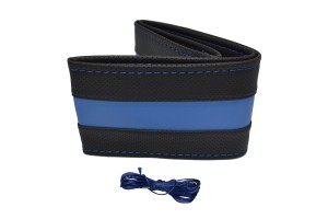 Κάλυμμα Τιμονιού Αυτοκινήτου Otom Stitching Δερματίνη Ραφτό Εξώγαζο Μαύρο - Μπλε Medium 37-39cm DK-302